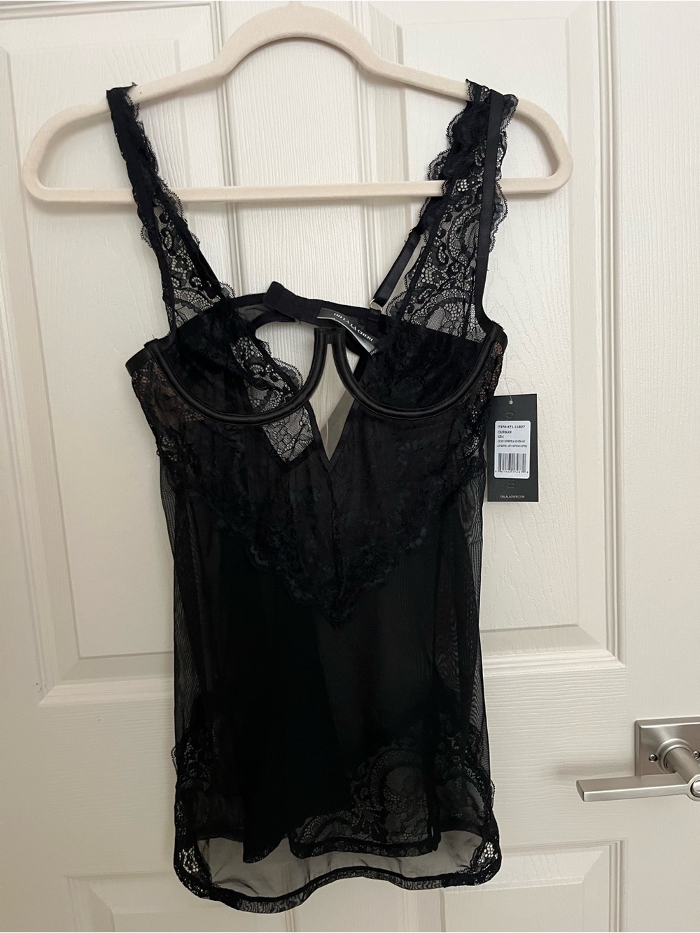 Black Lace Sheer Camisole Chemise - Intimates